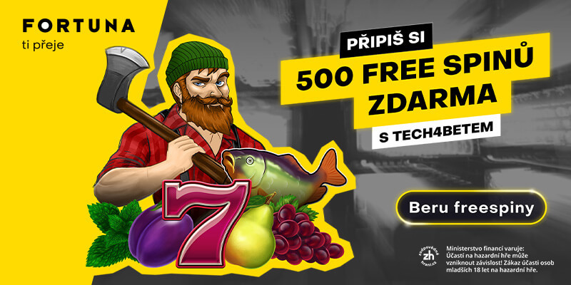 Po registraci u Fortuny můžete získat také 500 free spinů ke vkladu