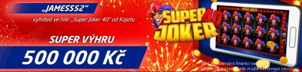 Automat Super Joker 40 nadělil u SYNOT TIPu výhru 500 000 Kč!