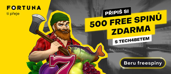 Nový vstupní bonus u Fortuny: 500 free spinů na Tech4Bet automatech