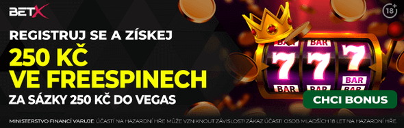 BetX free spin bonus 250 Kč na automaty
